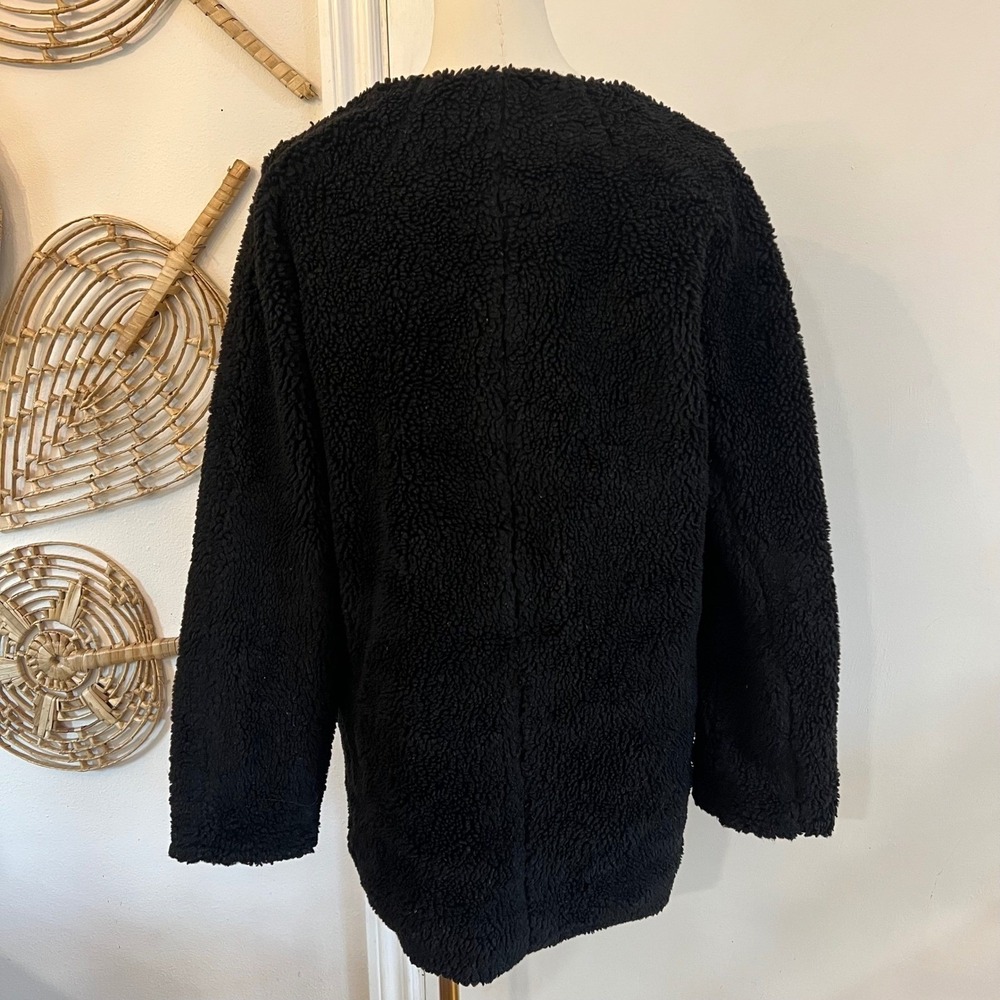Madewell Black Sherpa Fleece Teddy Zip Front Jacket E4577 XS - Picture 4 of 9
